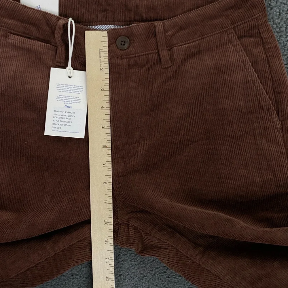 Katin Corey Corduroy Pant Mens 30x32 Slim Straight Chino Mahogany Brown